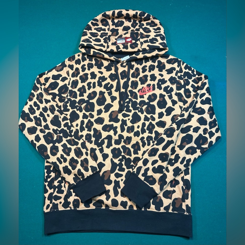 Nike Fierce Sportswear Club Fleece Leopard Print Pullover Hoodie Men's Small